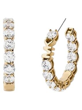 NEW Michael Kors Open Hoop Earrings. Gold tone. Crystals. Box included